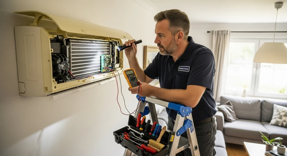 Gia đình đang tận hưởng không khí mát mẻ từ máy lạnh lướt chất lượng cao