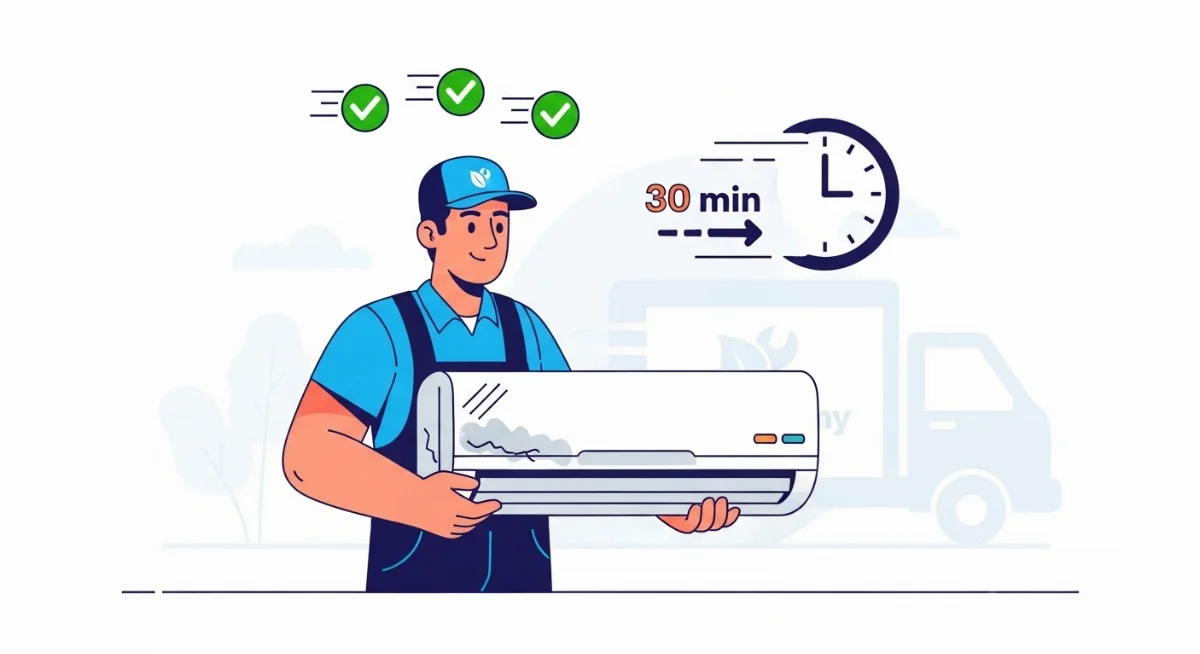 Kỹ thuật viên đang khảo sát máy lạnh cũ để định giá thu mua