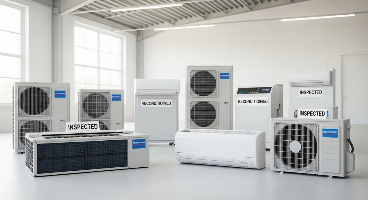 Thợ điện lạnh đang kiểm tra dàn nóng của máy lạnh lướt, kiểm tra ống đồng và các mối nối